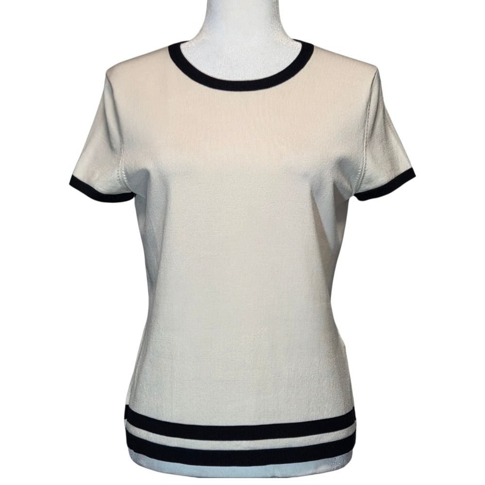 Casual Corner Silk Stretch Knit Top Womens M‎ Career Capsule Minimalist Preppy